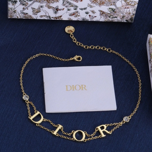Dior Gold Letter Charm Necklace